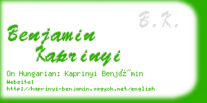 benjamin kaprinyi business card